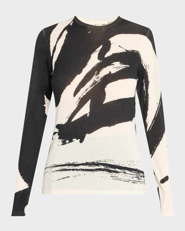 Abstract Long Sleeve Merino Wool Sweater